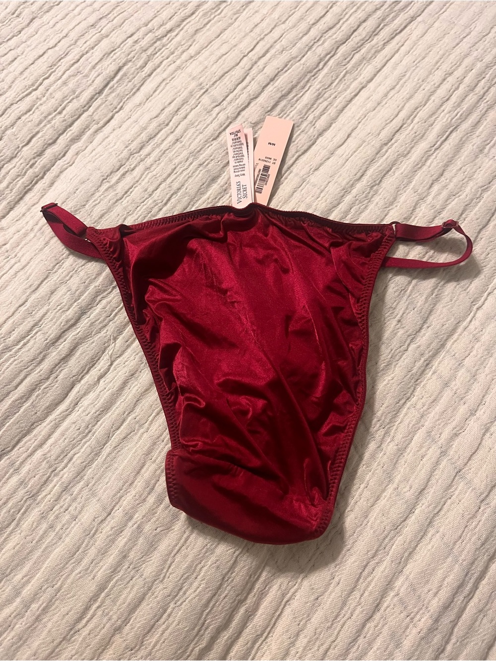 Victoria's Secret PINK Satin Bikini Briefs with Beaded Snake - Burgundy - Picture 4 of 7